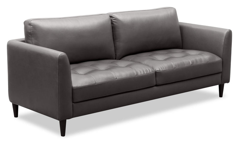 Sofa Erin de 80,3 po en tissu d’apparence cuir avec coussins de siège capitonnés - gris
