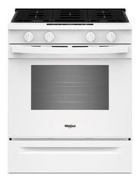  Cuisinière à gaz intelligente Whirlpool de 30 po, 5 pi³ – blanche – WSGS3330TW