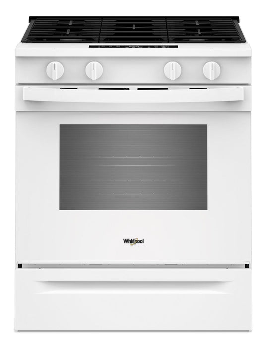 Cuisinière à gaz intelligente Whirlpool de 30 po, 5 pi³ – blanche – WSGS3330TW