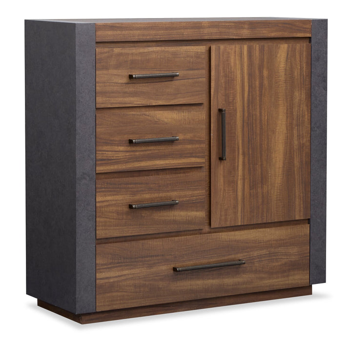 Scott Living Commode verticale Dante de 46 po (L) x 45 po (H) à 4 tiroirs avec armoire de rangement pour la chambre à coucher - brune