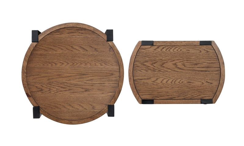 2 tables d’appoint gigognes rondes Gordon de 22 po en bois massif - brunes