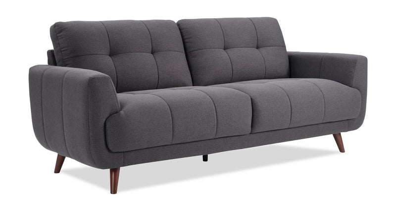 Sofa Brook de 84 po en tissu avec coussins capitonnés - anthracite 