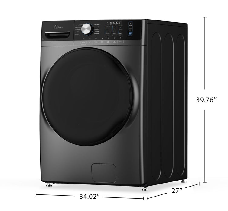 Laveuse Midea à chargement frontal de 5,2 pi³ avec soin à la vapeur – gris – MLHW52S7AGG