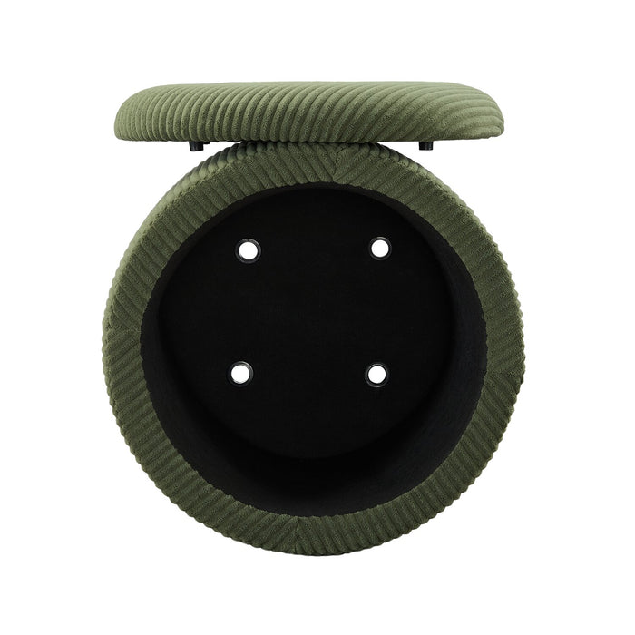 Pouf de rangement rond Saskatoon de 17 po en velours côtelé - vert