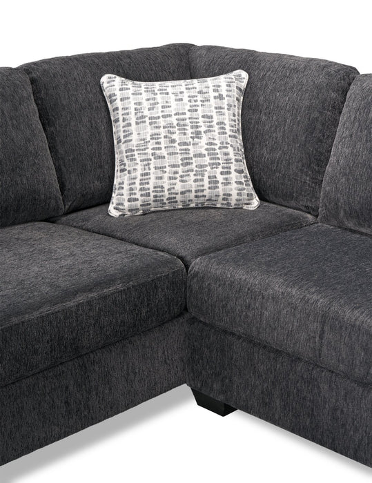 Sofa sectionnel en U de gauche Morgan 3 pièces fabriqué au Canada en tissu de chenille avec coussins décoratifs - gris