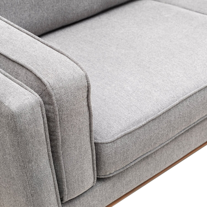 Sofa Kassia de Kort & Co. de 80 po de format condo en tissu d’apparence lin avec base et pattes en bois - gris