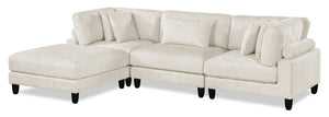 Sofa sectionnel modulaire Lounge 4 pièces en chenille avec pouf - beige 