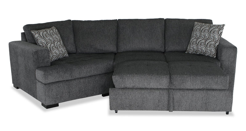 Sofa-lit sectionnel enveloppant de gauche Legend 2 pièces fabriqué au Canada en tissu de chenille - gris poivre