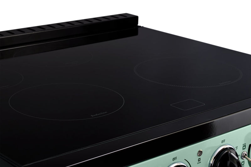 Cuisinière à induction Classic Rétro par Unique de 30 po et de 3,9 pi3 - vert menthe estival - UNQ-30CR IC LG