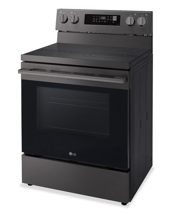 Cuisinière intelligente électrique LG de 6,3 pi³ avec friture à air - acier inoxydable noir - LREN6323ZE