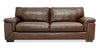 Sofa Classico de 90 po en cuir véritable avec pattes en bois - tabac
