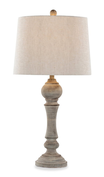Lampe de table champêtre Orson de 32 po avec abat-jour en lin de couleur avoine - grise