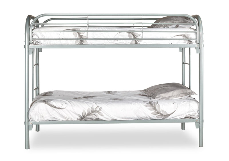 Lits superposés Logan pour enfants avec échelles et garde-corps, métal gris - simple et simple