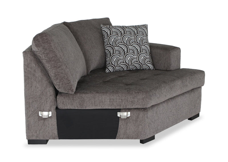 Sofa-lit sectionnel enveloppant de droite Legend 2 pièces fabriqué au Canada en tissu de chenille - brun étain