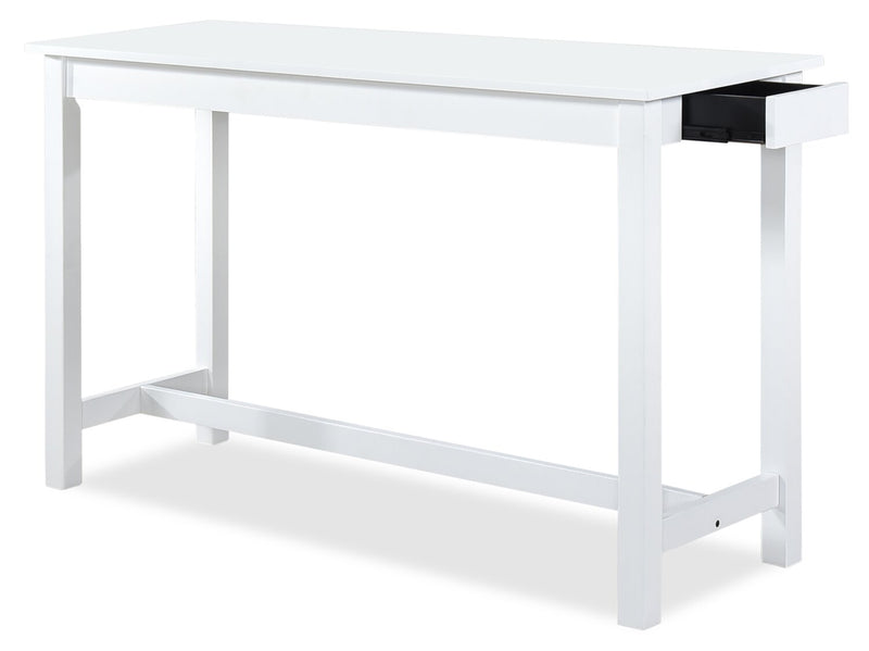 Coin-repas moderne Noah de 60 po avec 3 tabourets de hauteur comptoir et ports USB - blanche