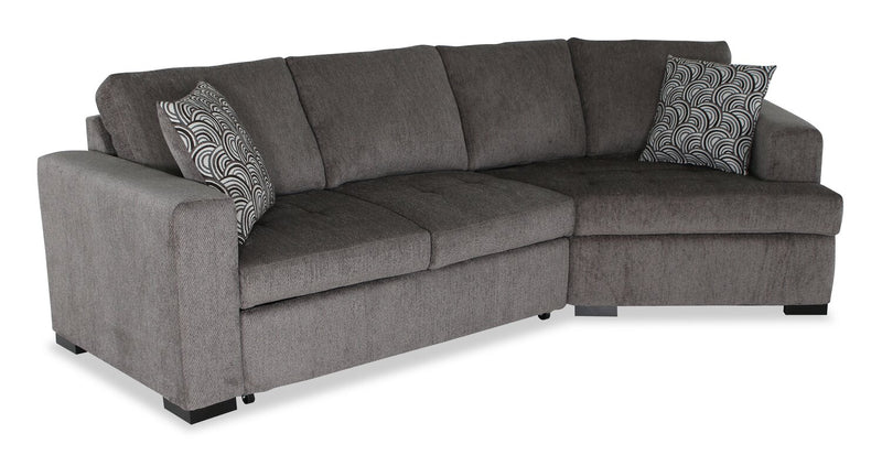 Sofa-lit sectionnel enveloppant de droite Legend 2 pièces fabriqué au Canada en tissu de chenille - brun étain