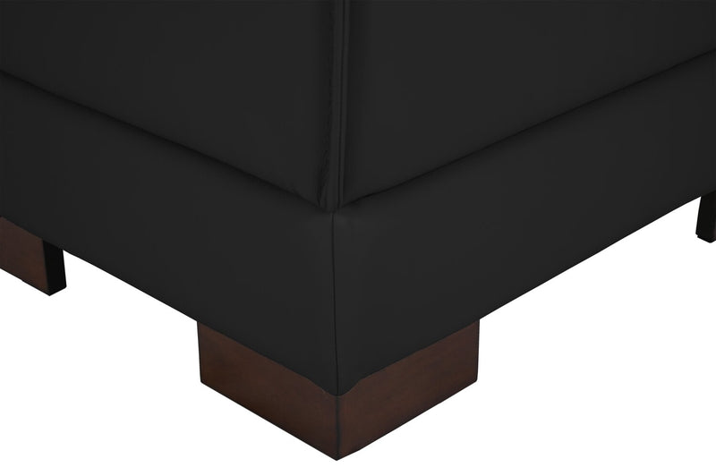 Pouf Citadel de 28 po en cuir véritable de qualité supérieure avec pattes en bois - noir