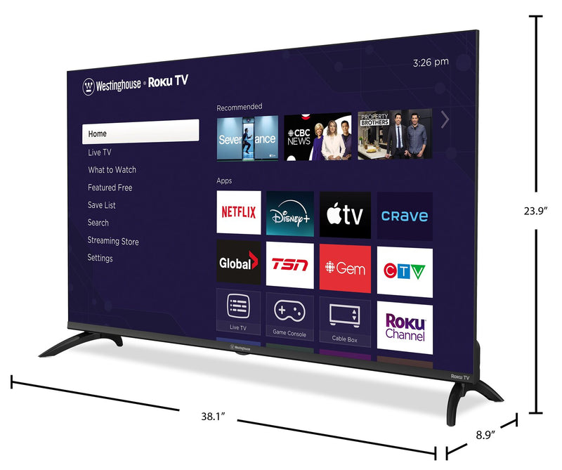 Téléviseur intelligent QLED Westinghouse UHD 4K de 43 po avec Roku TV (WR43QC5500) - modèle 2025