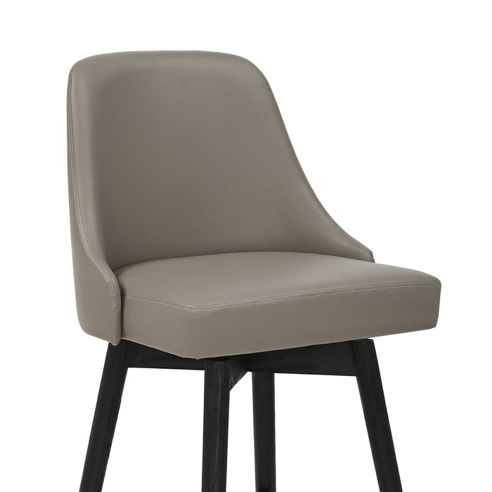 Tabouret Nash de hauteur comptoir en tissu de cuir végétalien et en métal avec siège pivotant - taupe