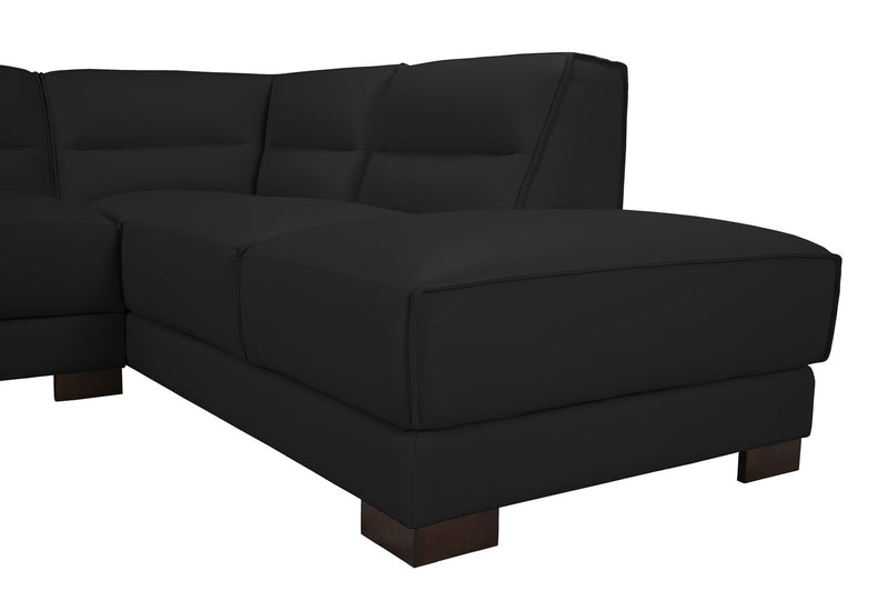 Sofa sectionnel de droite Citadel 3 pièces en cuir véritable de qualité supérieure avec pattes en bois - noir