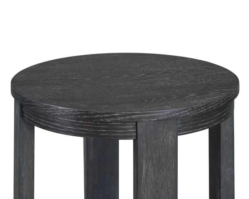 Table de bout ronde Declan moderne de 18 po avec tablette - noire