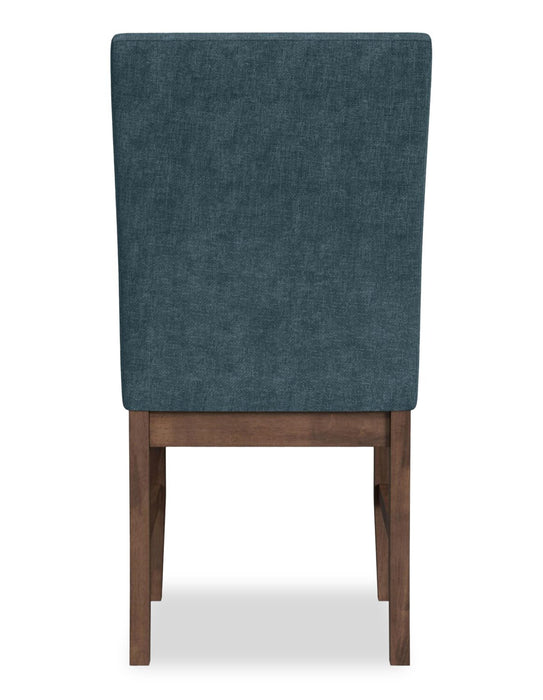Chaise de salle à manger Rain avec siège et dossier rembourrés en tissu - bleue
