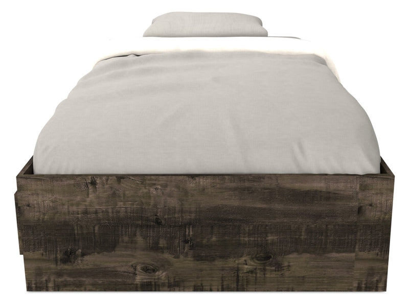 Lit matelot Riley avec 3 tiroirs de rangement pour enfants, fabriqué au Canada, gris - format lit simple