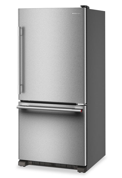 Réfrigérateur KitchenAid de 19 pi³ et de 30 po de profondeur standard à congélateur inférieur - KRBR130SPS