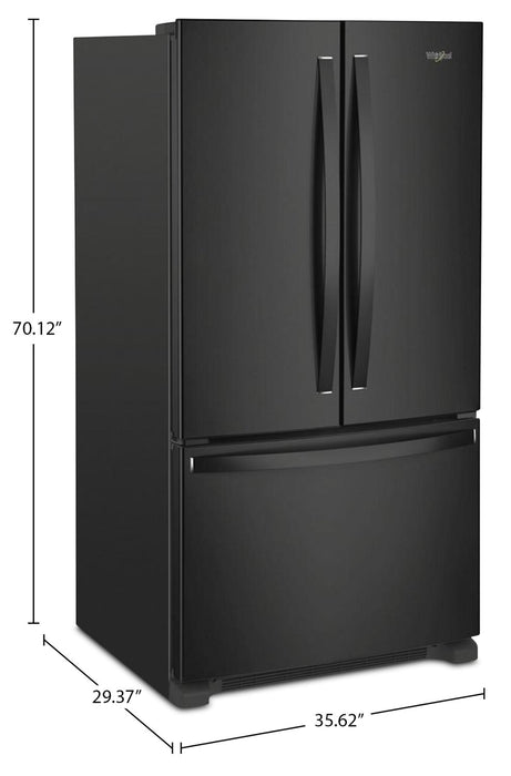 Réfrigérateur Whirlpool de 20 pi3 et de 36 po de profondeur comptoir à portes françaises - noir - WRFC2036RB