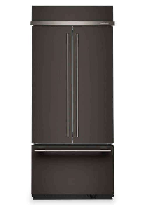 Réfrigérateur KitchenAid de 20,8 pi3 et de 36 po à portes françaises à congélateur inférieur - minerai noir - KBFN536SBE