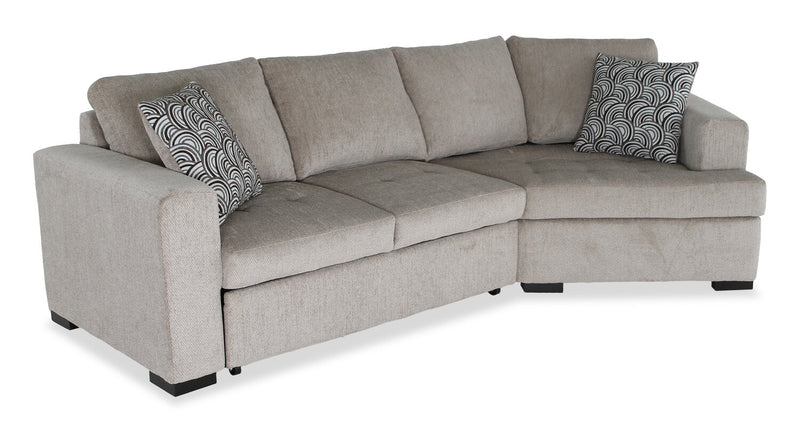 Sofa-lit sectionnel enveloppant de droite Legend 2 pièces fabriqué au Canada en tissu de chenille - beige platine