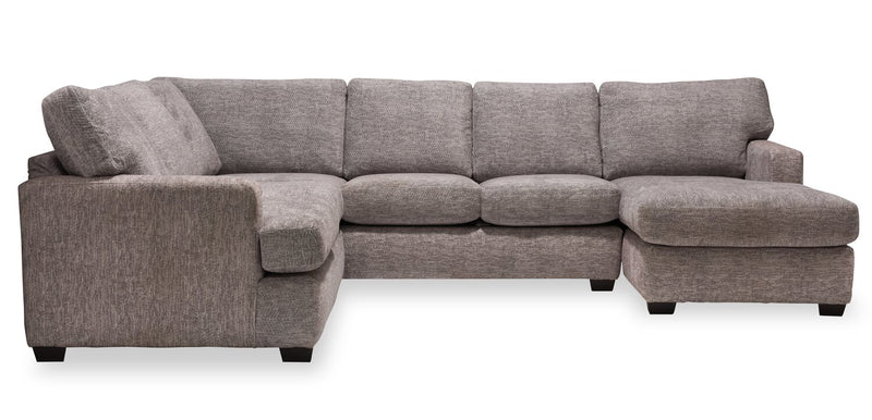 Sofa sectionnel de droite Luxe 3 pièces fabriqué au Canada en tissu avec coussins amovibles - gris colombe Zaftig