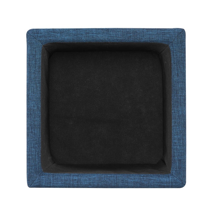 Pouf de rangement carré Ottawa de 14,75 po en tissu - bleu marine