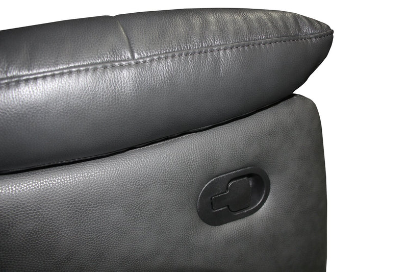 Causeuse inclinable Cornell de 63,39 po en cuir véritable de qualité supérieure - grise