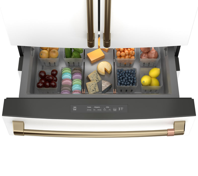 Réfrigérateur intelligent 4 portes Café de 23,2 pi3 et de 36 po de profondeur comptoir à portes françaises - blanc mat - CJE23DP4WW2 