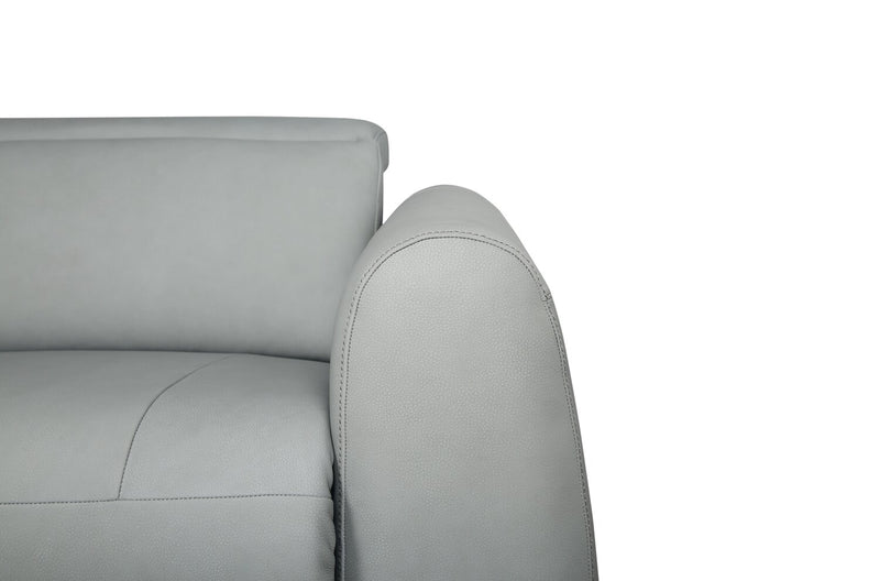 Sofa à inclinaison électrique Gianna de 76 po en cuir véritable avec appuie-têtes électriques et ports USB - bleu spa