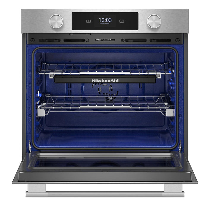 Four mural simple intelligent électrique KitchenAid de 27 po avec modes de cuisson assistée - fini PrintShieldMC - KOES727SPS