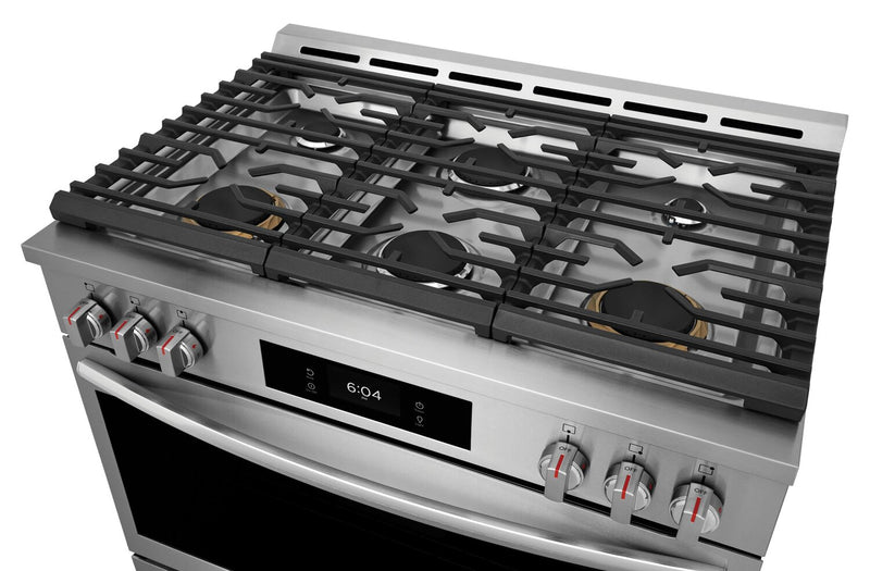 Cuisinière à gaz Frigidaire Gallery de 36 po et de 4,6 pi3 à six brûleurs avec friture à air - acier inoxydable - GCFG3661AF