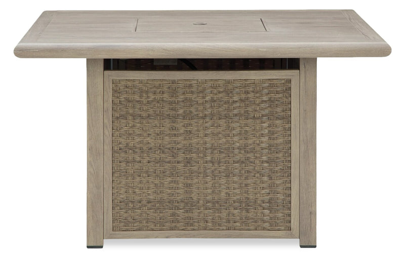 Foyer-table Muskoka pour la terrasse à l’extérieur - 50 000 BTU, osier en résine, métal - beige