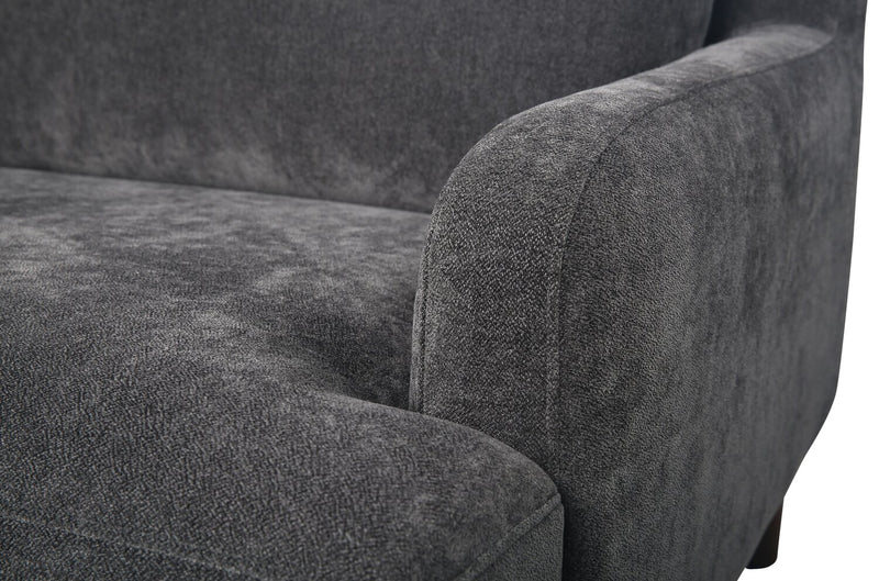 Sofa sectionnel Jorja 3 pièces en tissu de chenille avec pattes en bois et coussins décoratifs - gris granite