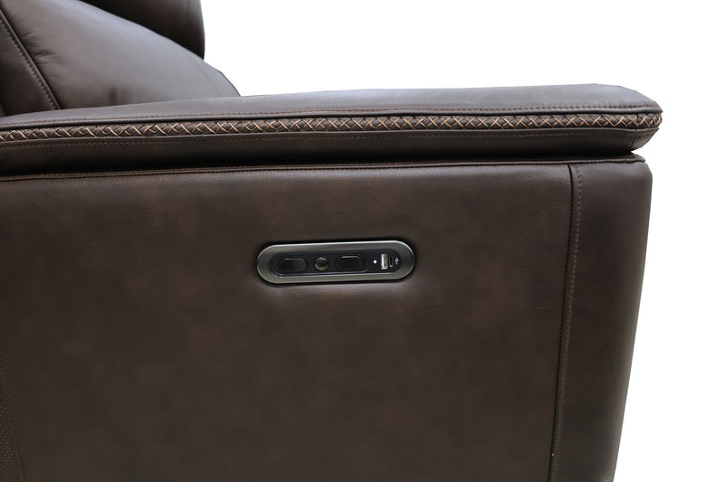 Fauteuil de massage à inclinaison électrique Vibe de 40 po en cuir véritable avec son immersif et appuie-tête électrique - brun