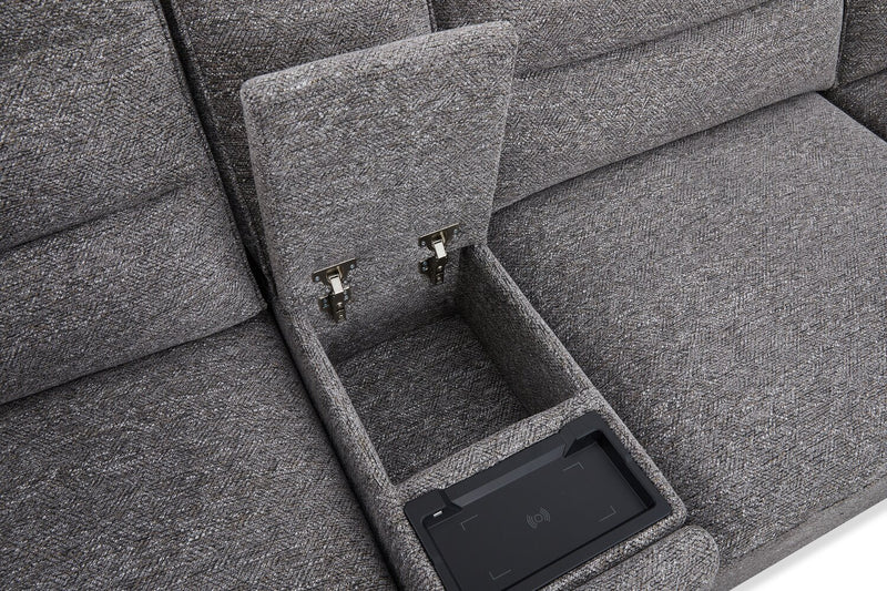 Sofa sectionnel de droite Prestige de Shaquille O’Neal Home 7 pièces avec inclinaison et coulissement électrique - gris