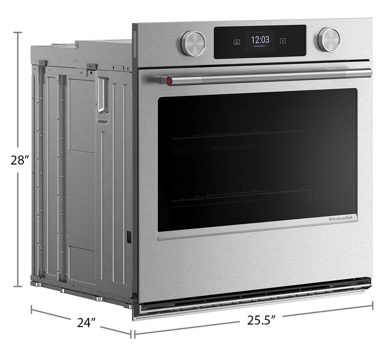 Four mural simple intelligent électrique KitchenAid de 27 po avec modes de cuisson assistée - fini PrintShieldMC - KOES727SPS