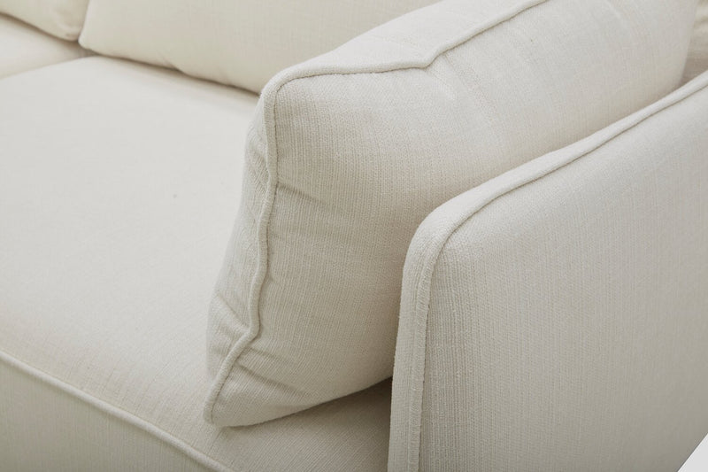 Sofa Gena de Cindy Crawford Home de 78,7 po de format condo en tissu d’apparence lin avec coussins de dossier amovibles - blanc coton