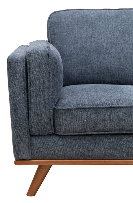 Sofa sectionnel Kassia de Kort & Co. 2 pièces en tissu d’apparence lin avec base et pattes en bois - bleu