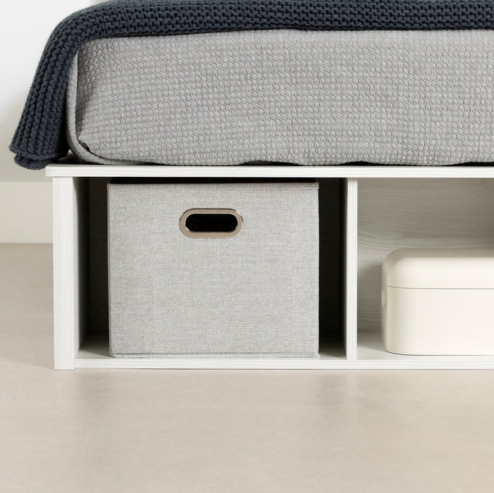 Lit plateforme Everley avec rangement et paniers intégrés, blanc - format lit simple