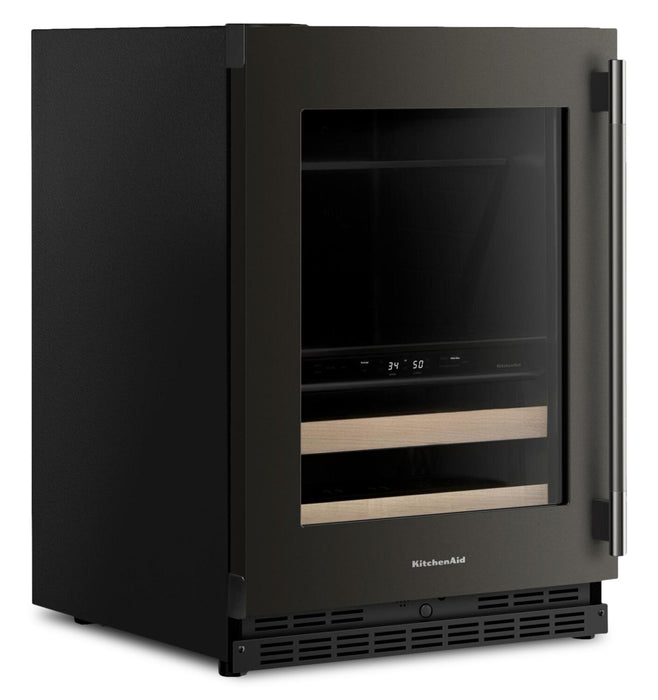 Refroidisseur à boissons KitchenAid de 24 po avec grilles à devant en bois - minerai noir - KUBL524SBE