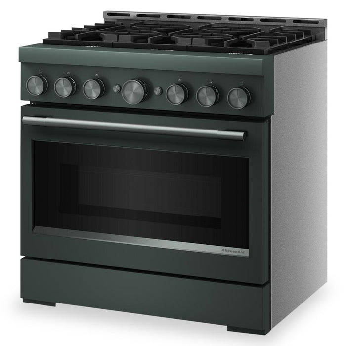 Cuisinière à gaz KitchenAid de 5,1 pi3 et de 36 po avec mode de friture à air sans préchauffage - genièvre - KFGS936SJP