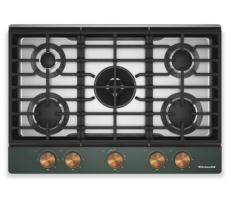 Surface de cuisson KitchenAid au gaz sur métal avec fini CookShield - minerai noir - KCGK730SJP