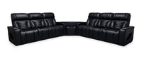  Sofa sectionnel à inclinaison électrique Zen 3 pièces en similicuir avec massage et 2 consoles rabattables - noir